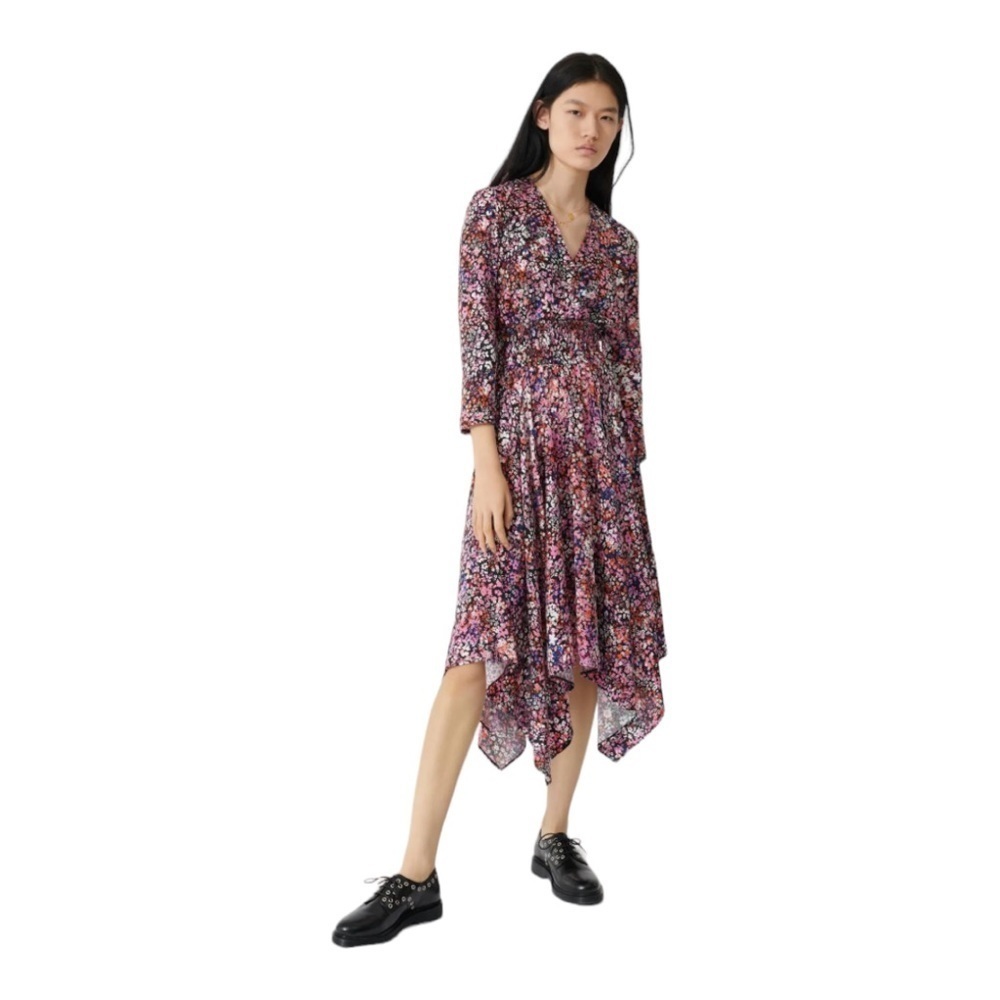 Maje Rayemi Floral-Print Woven Midi Dress NWOT
